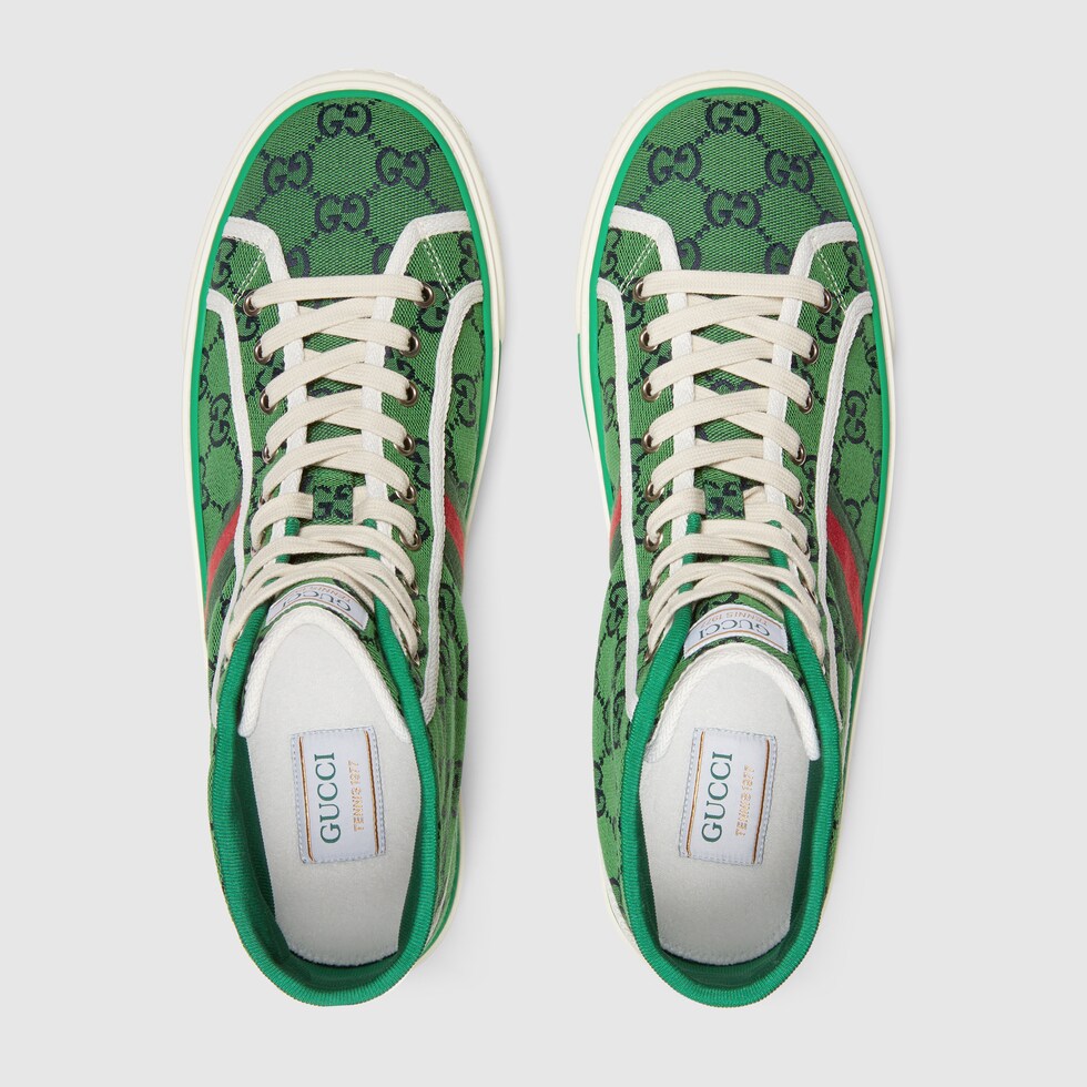 Men's Gucci Tennis 1977 GG Multicolour hightop in green and blue