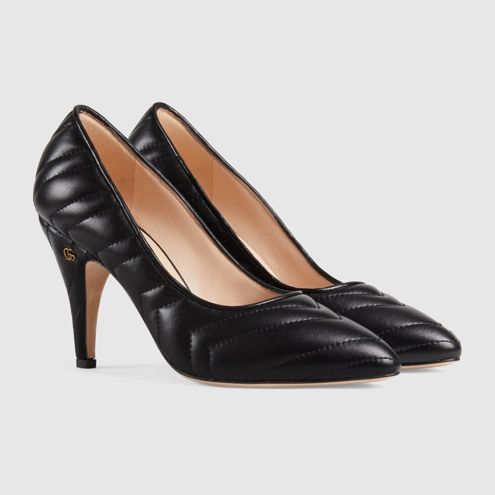 Womens matelassé pump in black leather GUCCI® AE