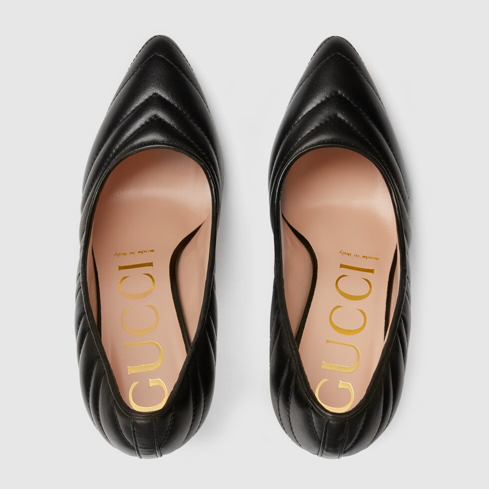 Womens matelassé pump in black leather GUCCI® AE