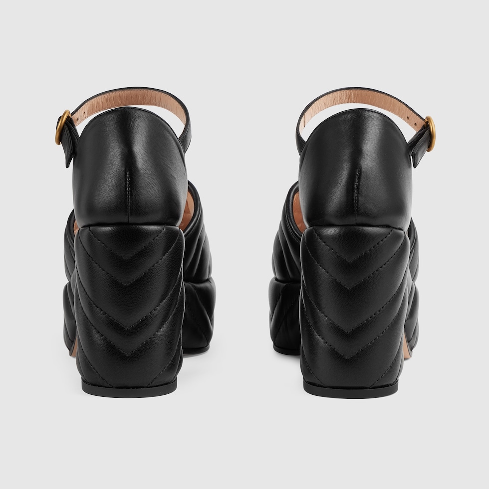Women s matelass platform sandal in black leather GUCCI UK