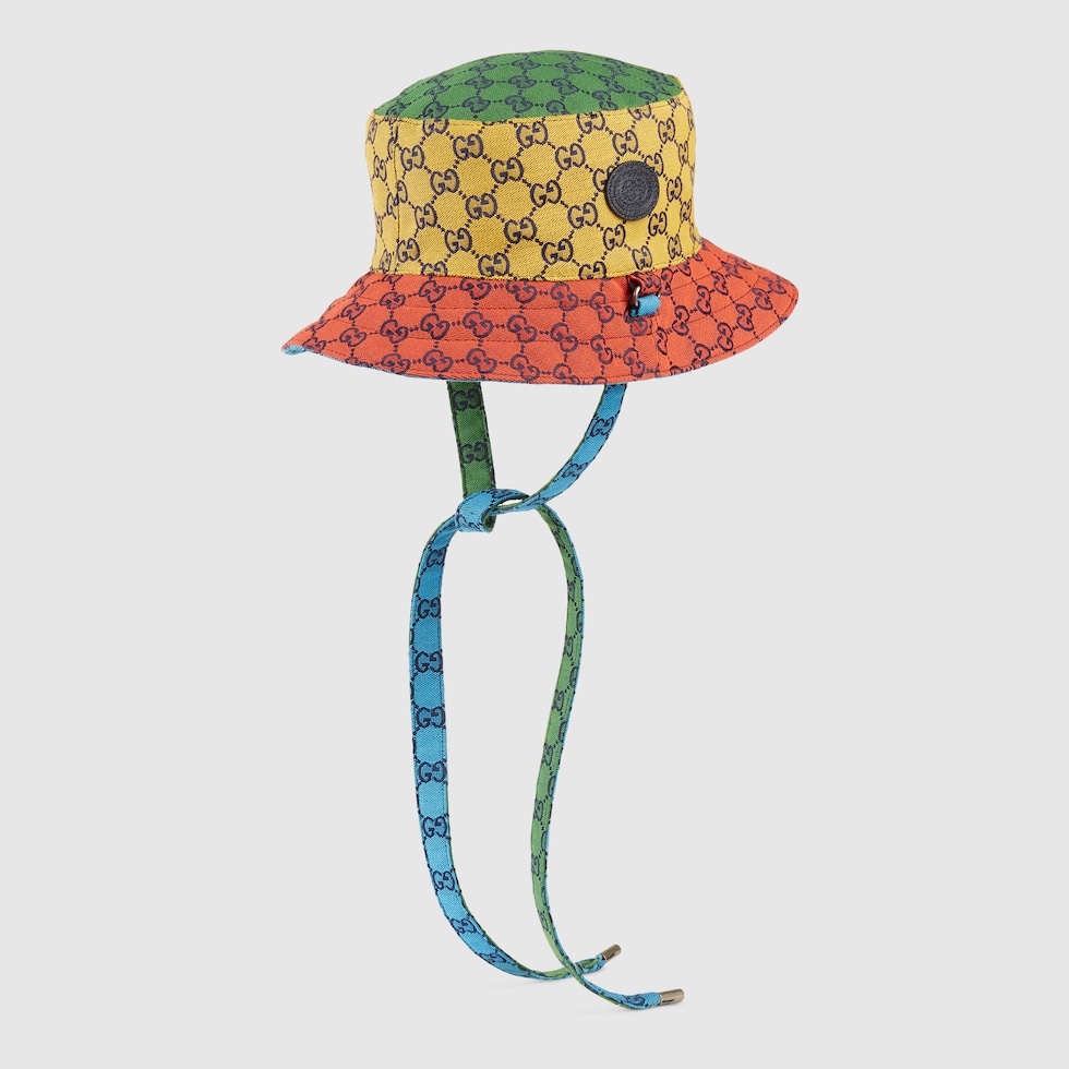 GG Multicolour reversible bucket hat in multicolour and blue GUCCI