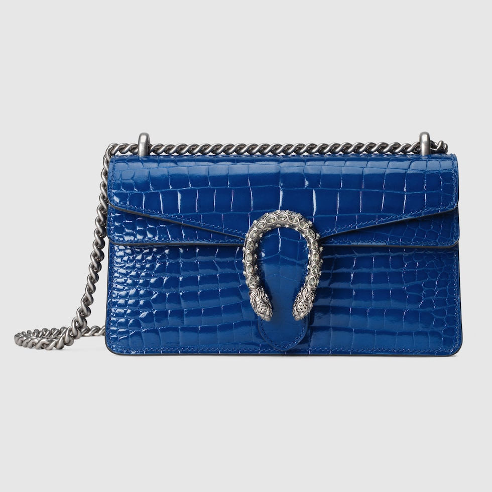 Dionysus crocodile small shoulder bag in electric blue GUCCI® AE