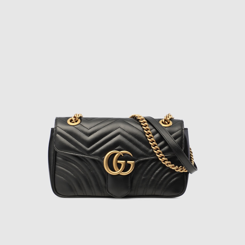 Gucci GG Marmont Small Black Leather Women's Shoulder Bag