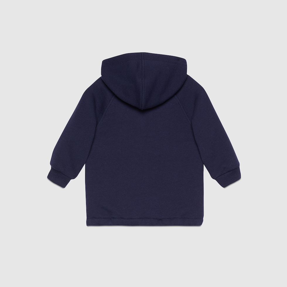 Baby cotton jacket with Gucci label in dark blue | GUCCI® US