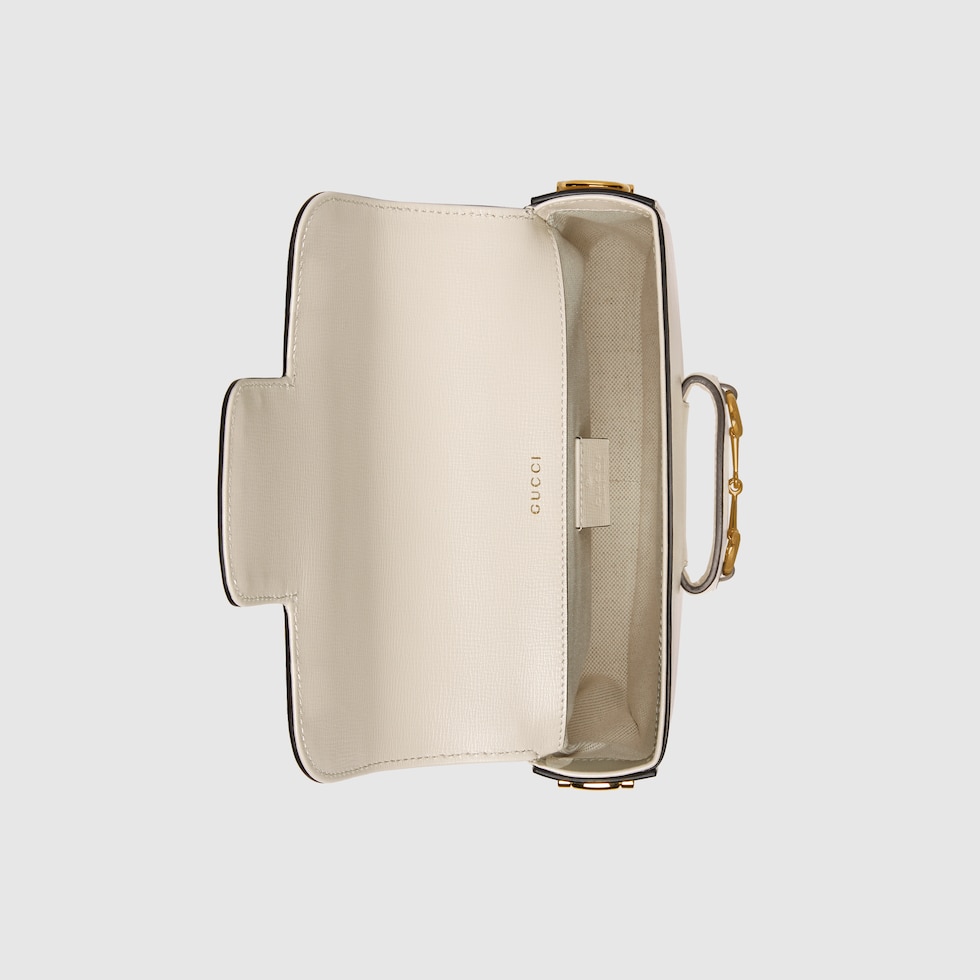Gucci Horsebit 1955 small shoulder bag in white leather