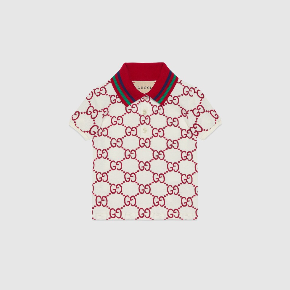 Baby Poloshirt aus Baumwolle mit GG in elfenbein GUCCI DE