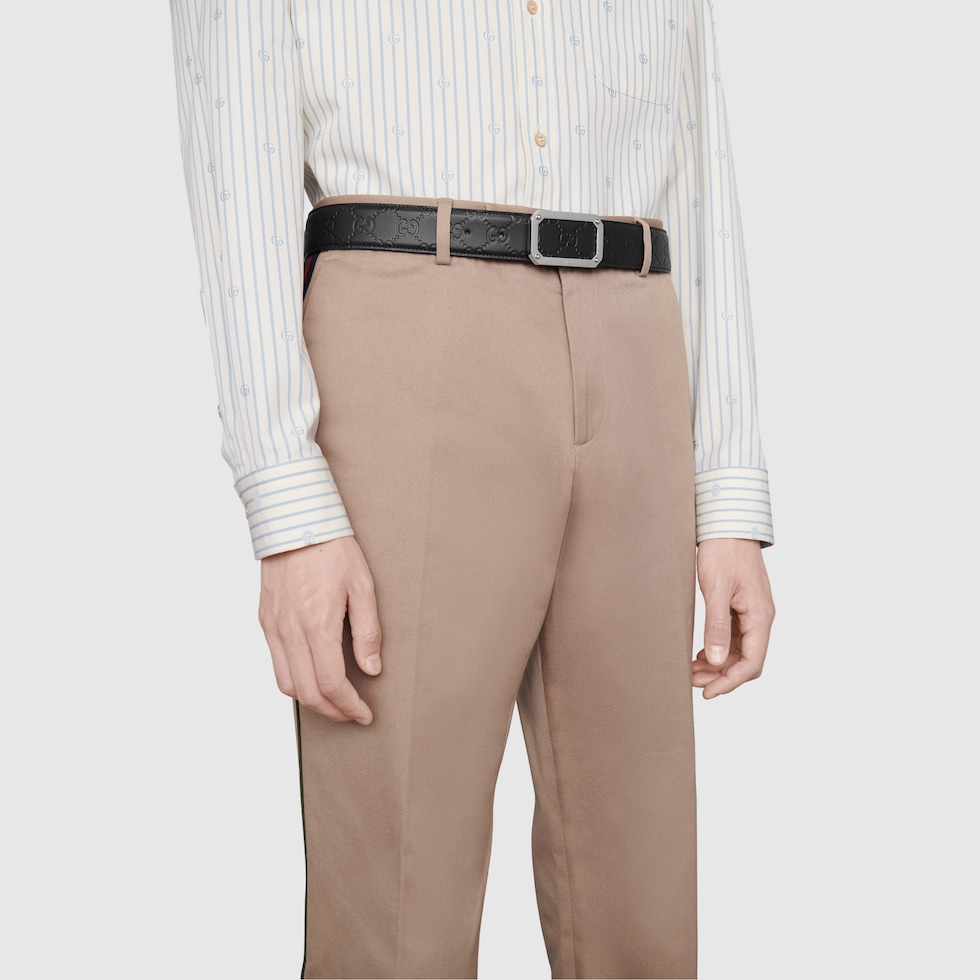 GG Marmont thin belt in black leather | GUCCI® US