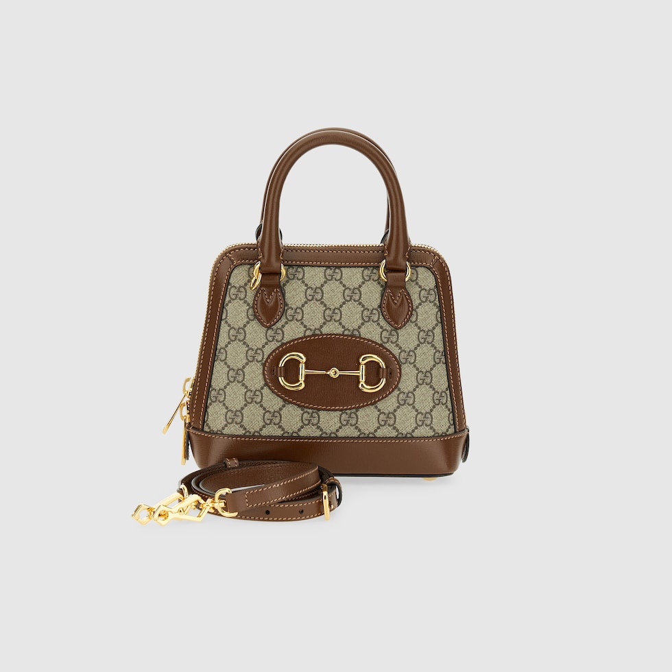 Gucci Horsebit 1955 Mini Top Handle Bag In GG Supreme & Brown 