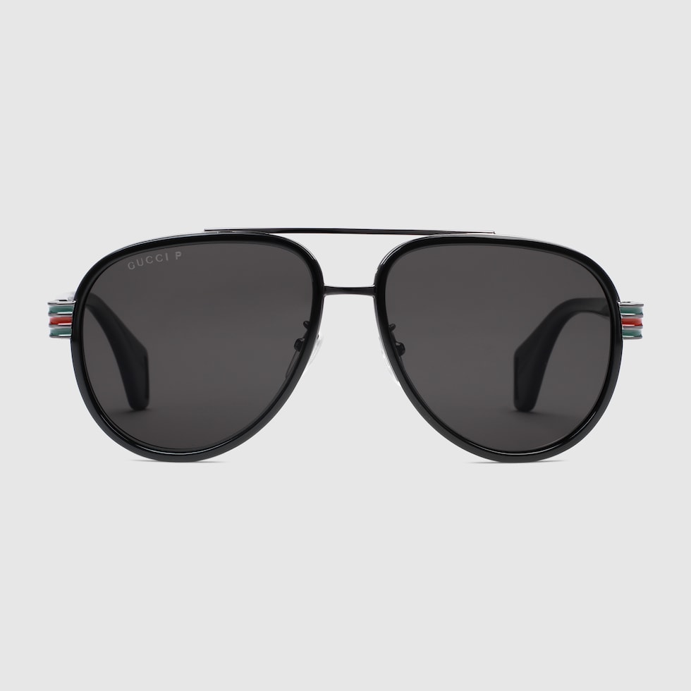 Gucci★素敵！Unisex Black Optyl Aviator Sunglasses Aviator sunglasses in black acetate | GUCCI® US