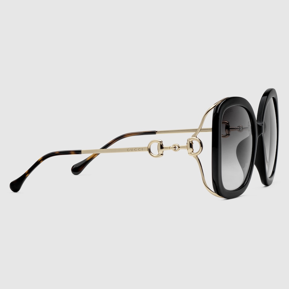 【ふるさと割】 Horsebit with sunglasses Rectangular in injection black 小物