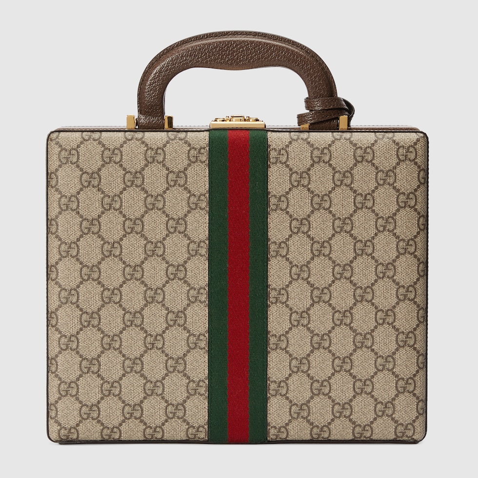 Decorative set with Web and Double G in beige and ebony GG