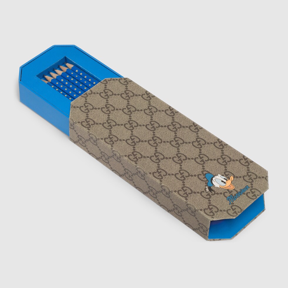 Disney x Gucci Donald Duck pencil set in beige and ebony GG paper