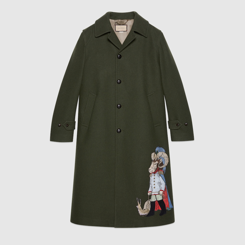 日本限定 ヒグチユウコ アニマル パッチ コートダークグリーン | GUCCI® JP