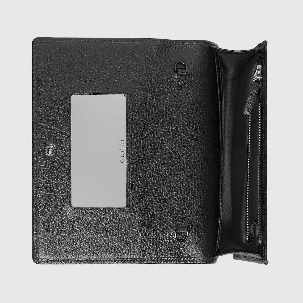 折りたたみ財布 GUCCI GG MARMONT BLACK SMALL WALLET GG Marmont wallet on chain in black leather | GUCCI® US