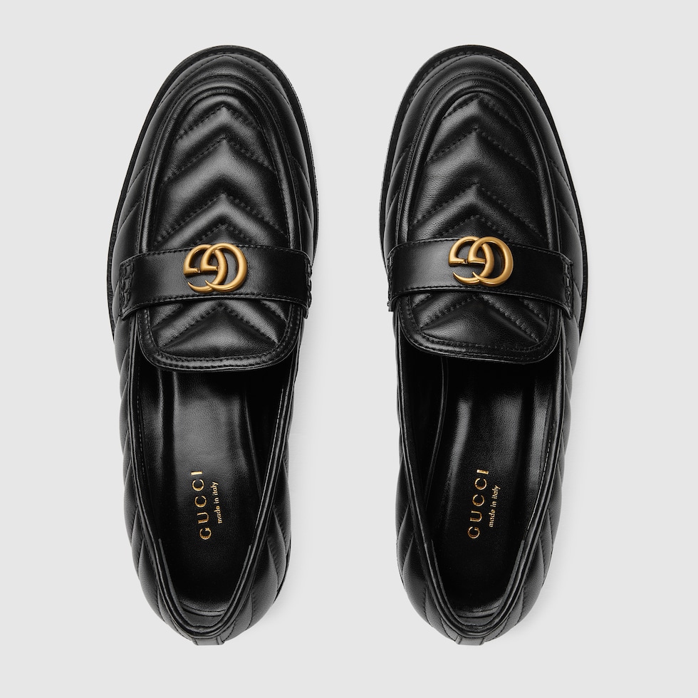 Women's loafer with Double G in black leather GUCCI® US