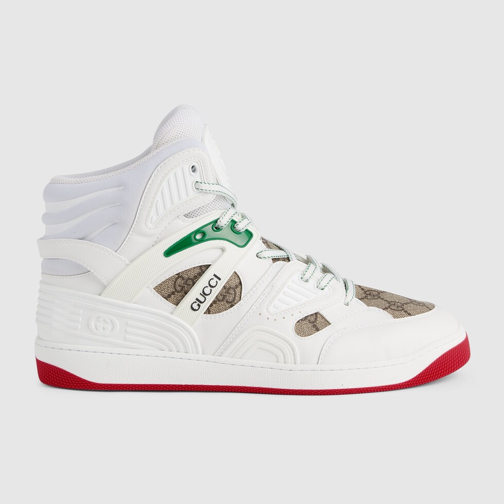 Men s Gucci Basket Sneaker With Interlocking G In White Demetra GUCCI PL Men s Gucci Basket Sneaker With Interlocking G In White Demetra GUCCI PL