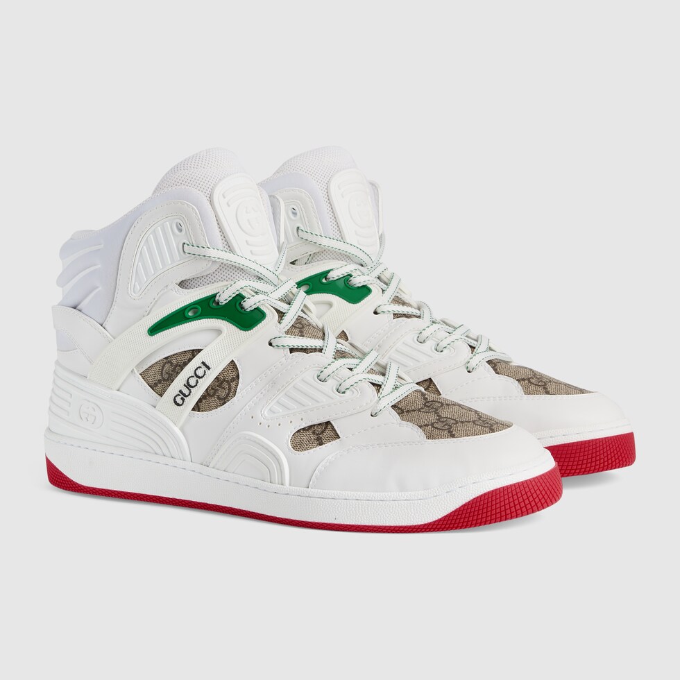 Men s Gucci Basket Sneaker With Interlocking G In White Demetra GUCCI PL Men s Gucci Basket Sneaker With Interlocking G In White Demetra GUCCI PL