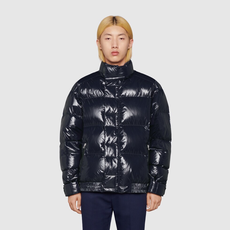 Down padded nylon jacket in dark blue GUCCI® NL