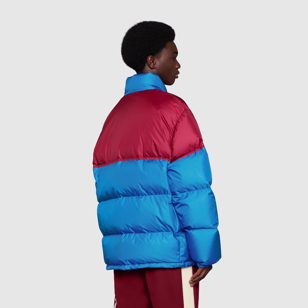 Down padded nylon jacket in red and blue GUCCI AE