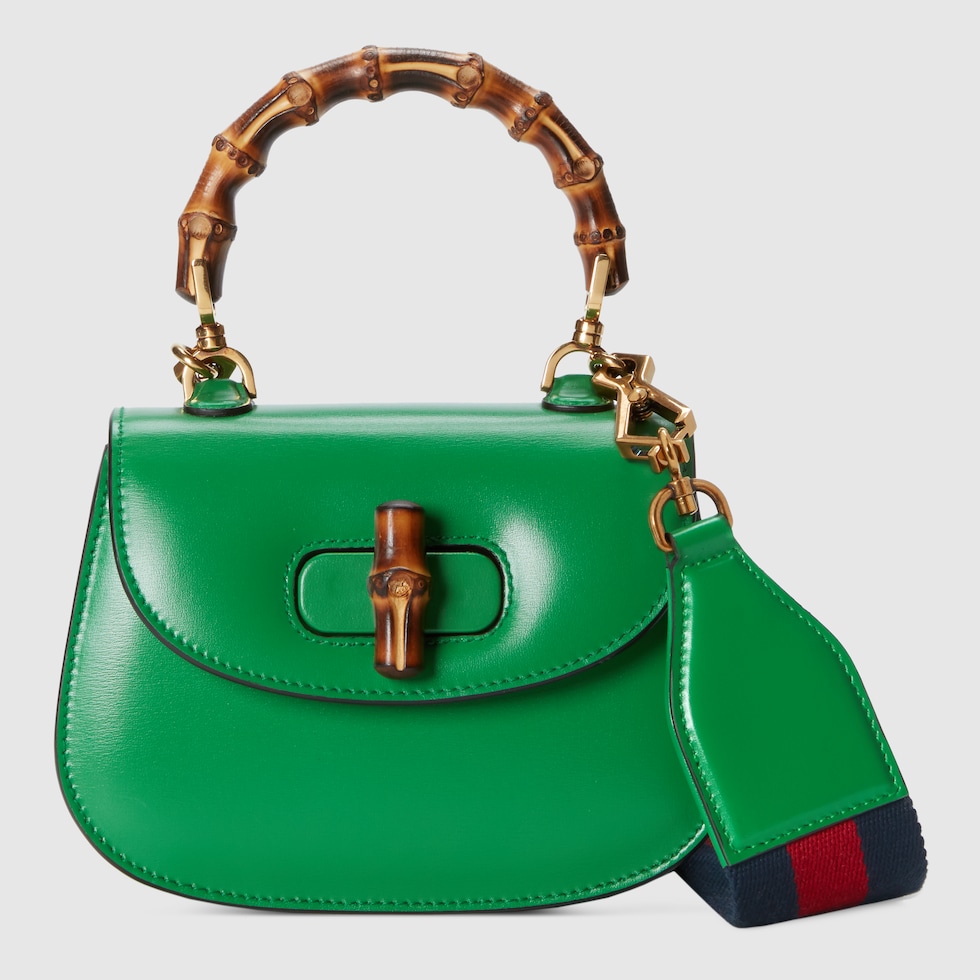 Minibolsa con asa superior Gucci Bamboo 1947 inpiel verde GUCCI MX