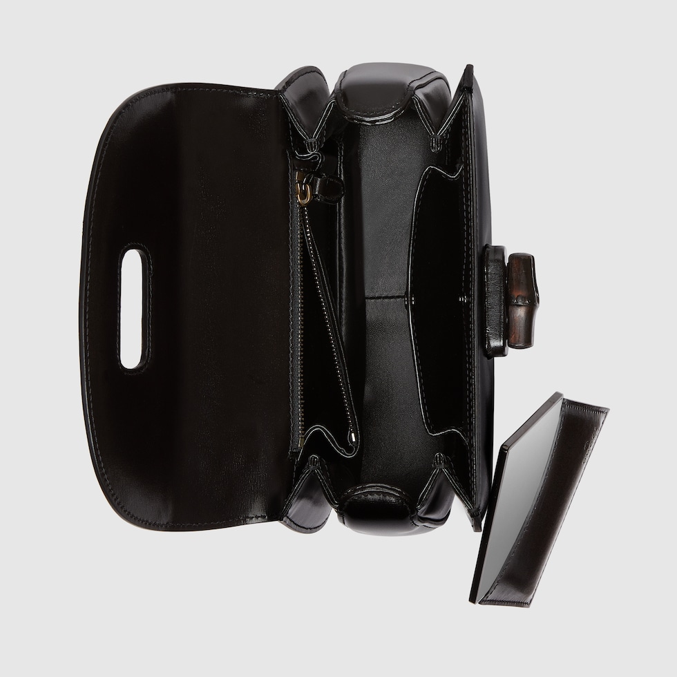 Gucci Bamboo 1947 bolso pequeno de asa superior en piel negra GUCCI ES