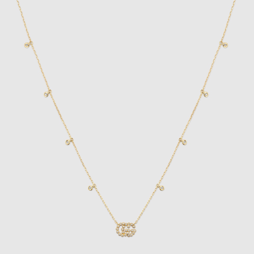 Collier double G avec diamants en Or jaune 18 carats GUCCI FR