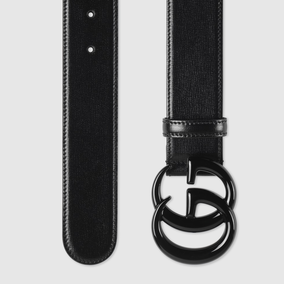 GG Marmont wide belt in black leather | GUCCI® US