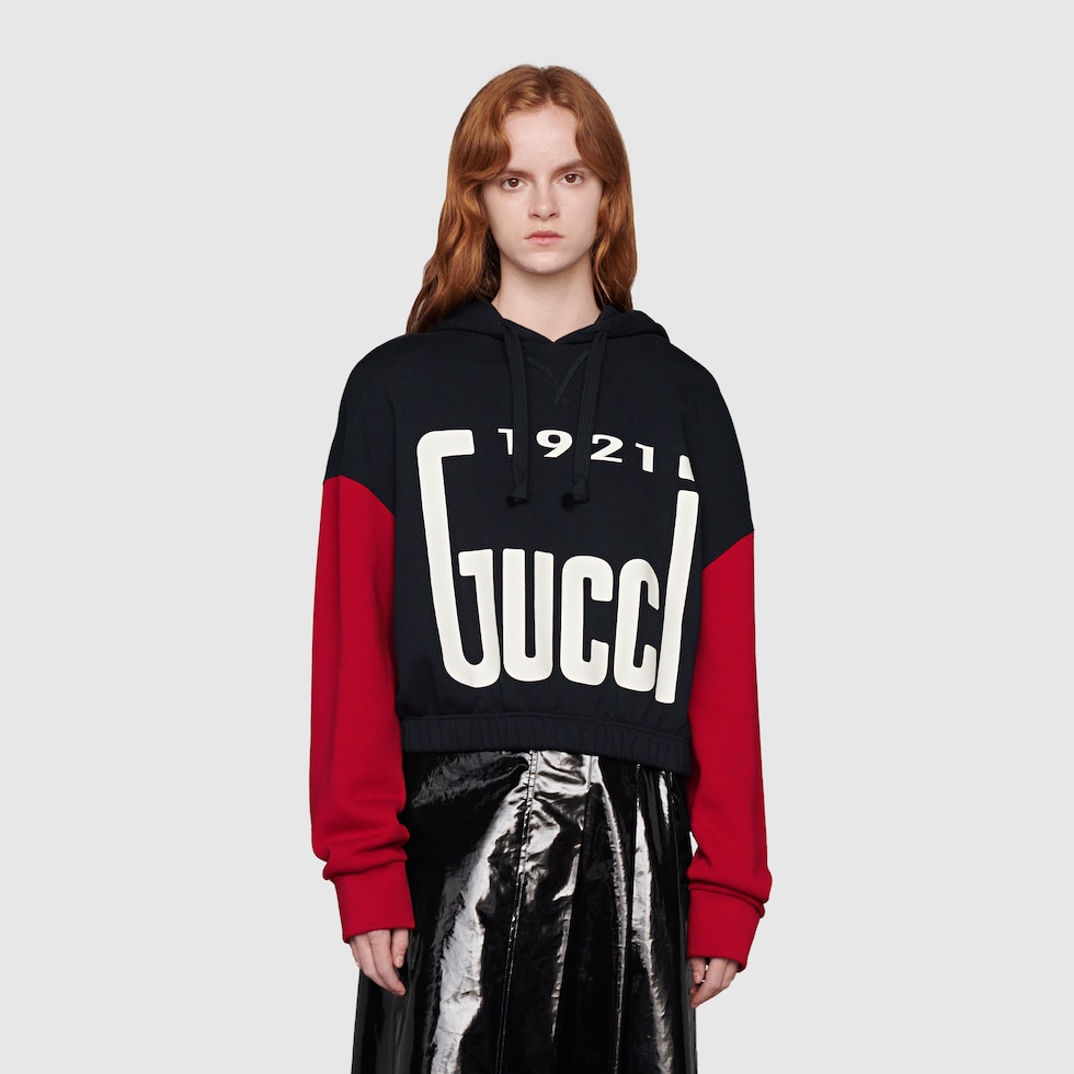 Felpa in cotone 1921 Gucci in nero e rosso GUCCI Italia