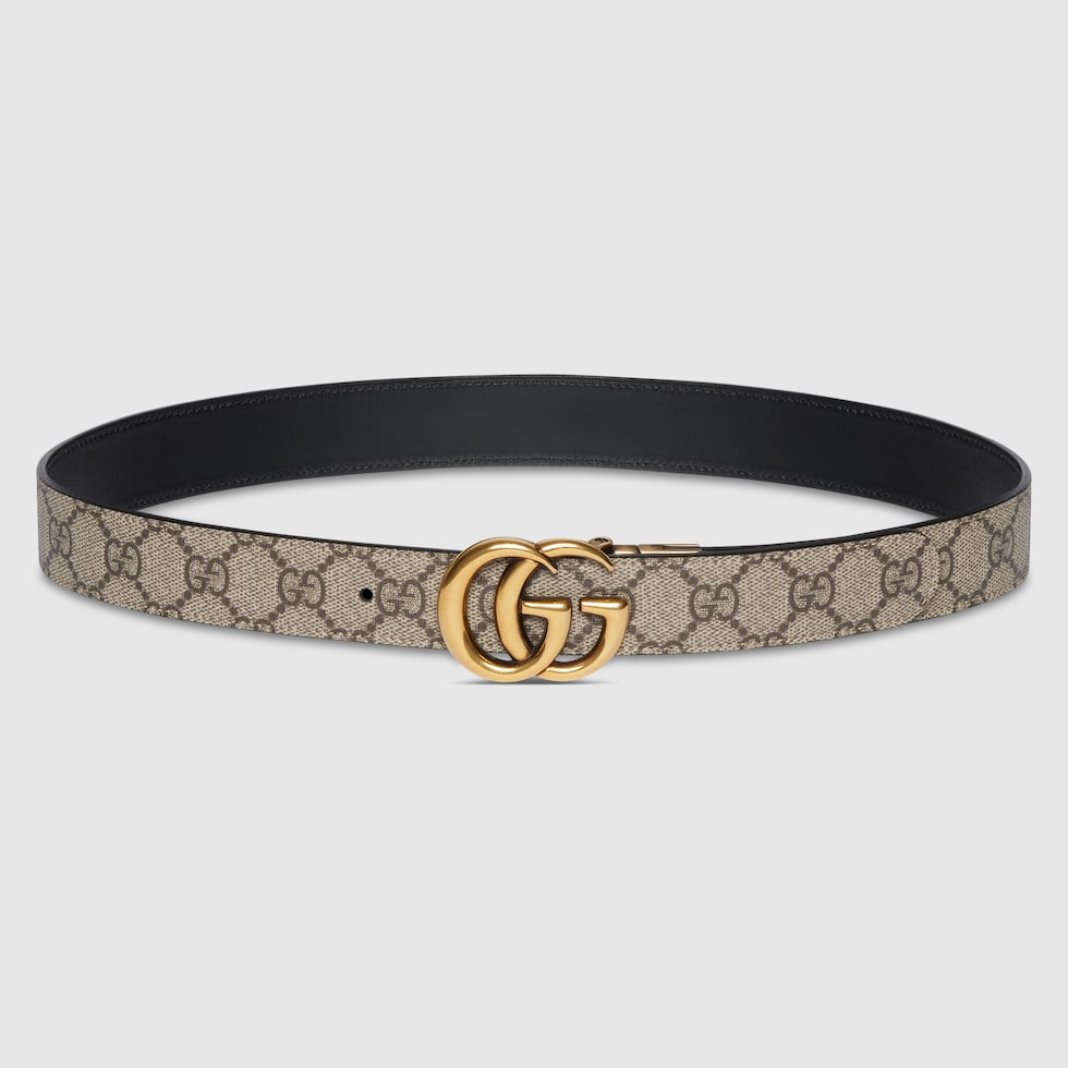 GG Marmont reversible belt in black leather | GUCCI® US