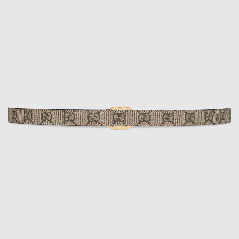 GG Marmont reversible thin belt in beige, ebony & black