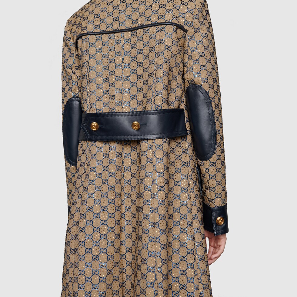 Mantel aus GG Canvas mit Kristallen in blau und beige GUCCI® DE