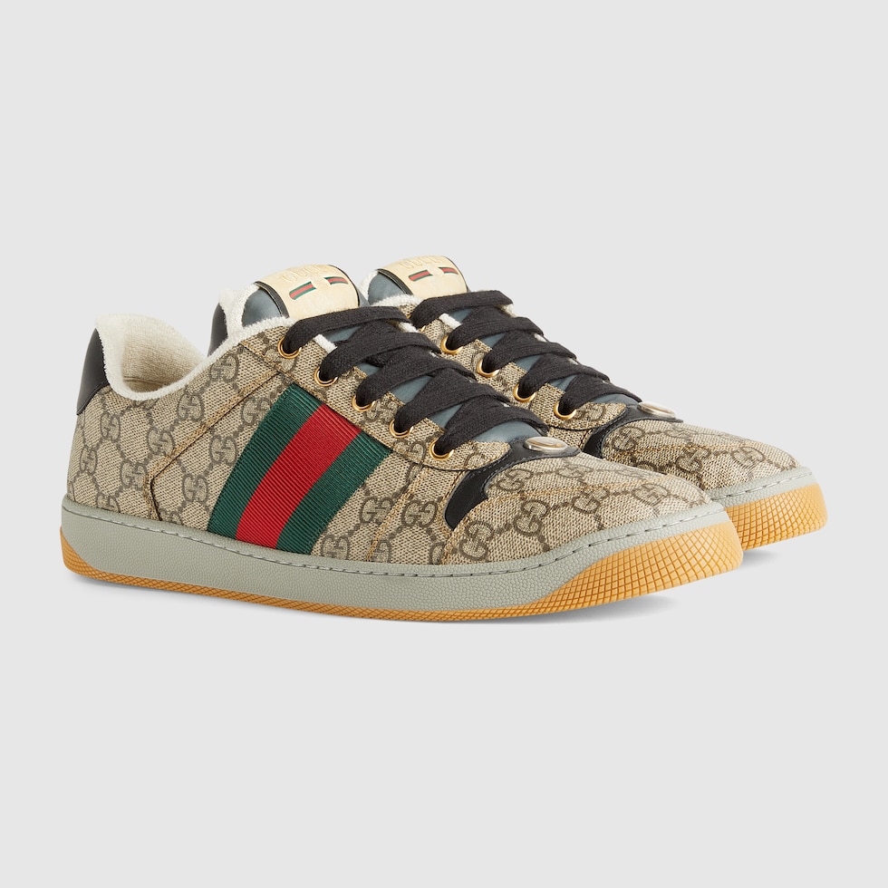 【関税込み】gucci SCREENER' SNEAKERS Screener embellished leather sneakers in multicoloured