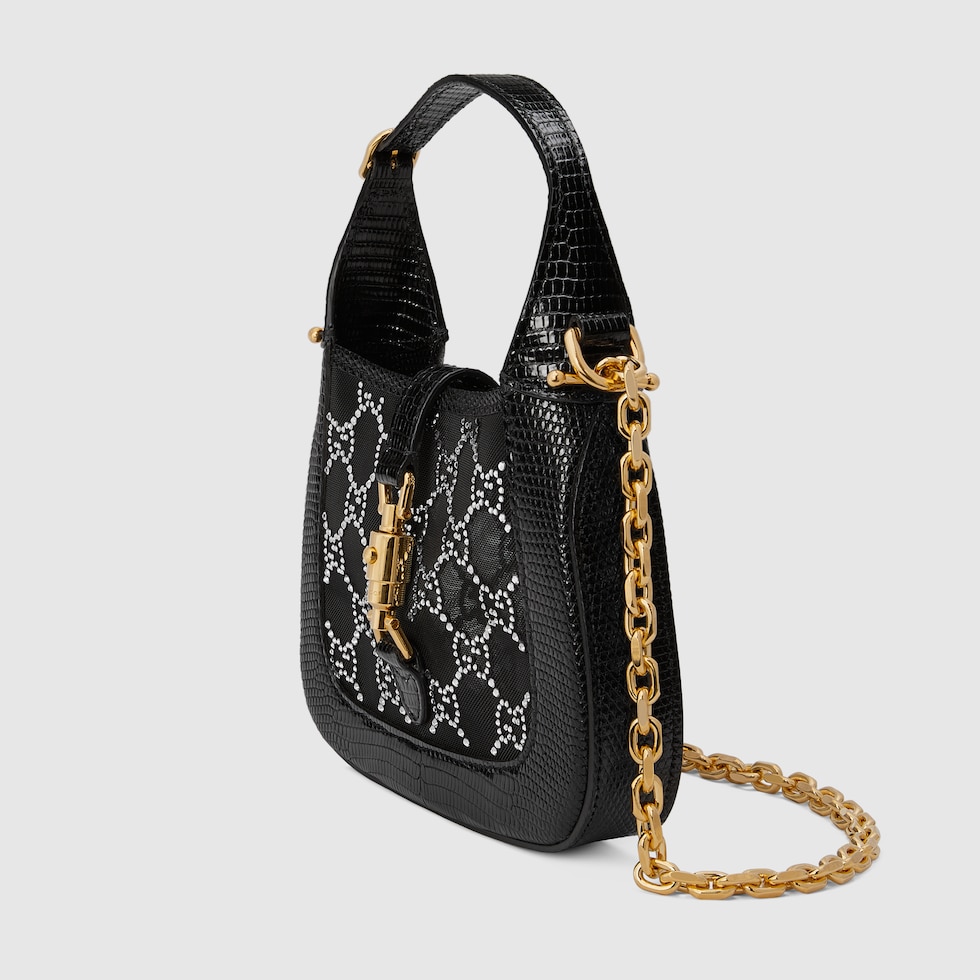 Borsa Jackie 1961 in lucertola misura piccola in nero GUCCI Italia
