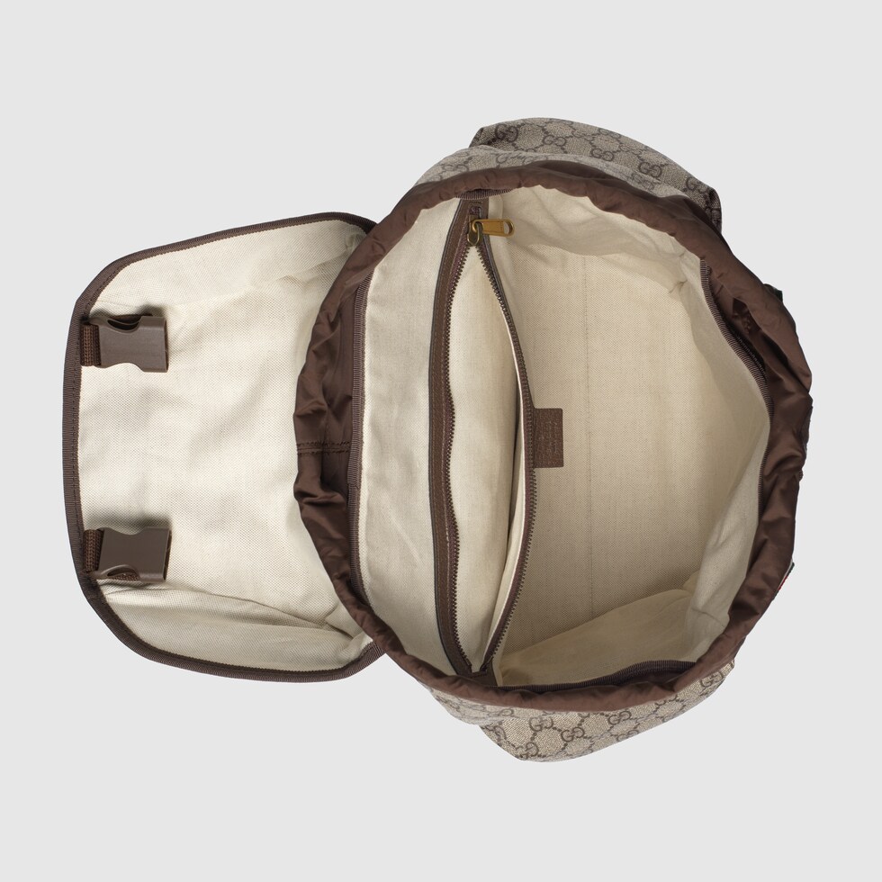 GG skateboard backpack with  in beige and ebony Supreme GUCCI
