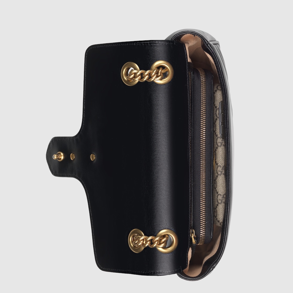 Sac a epaule petite taille a motif GG Marmont en cuir noir GUCCI FR
