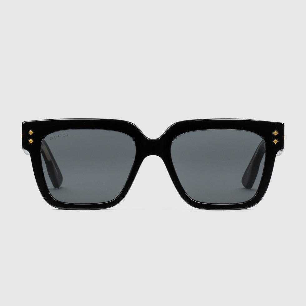 Occhiali da sole rettangolari in acetato nero | GUCCI® IT