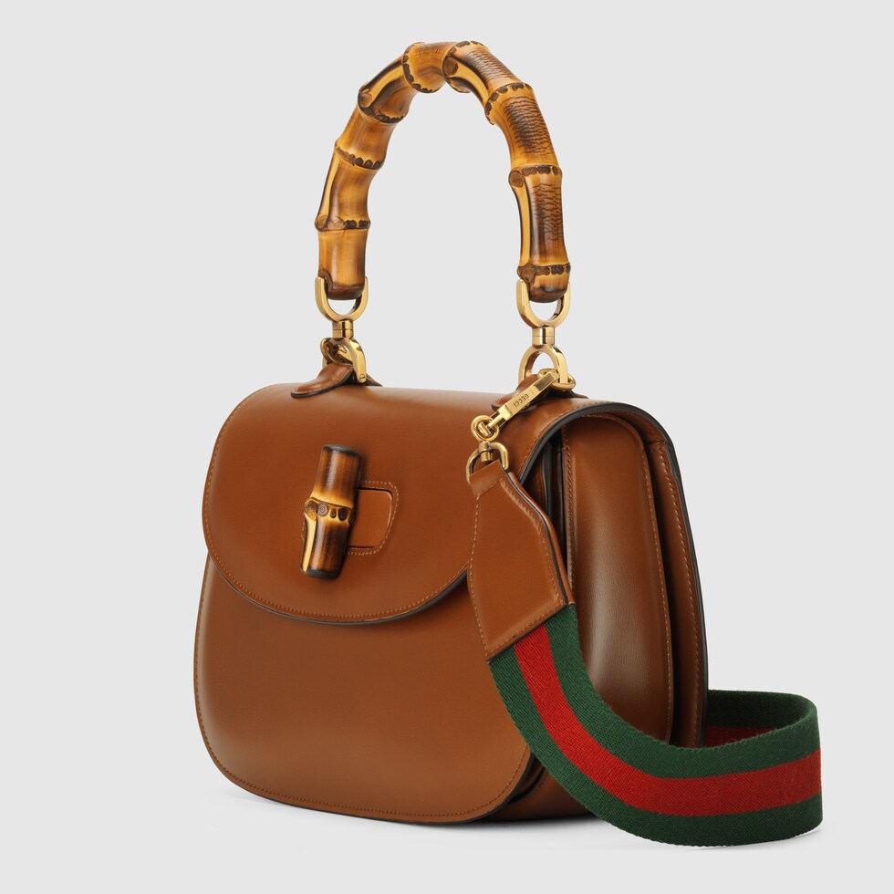 Gucci Bamboo 1947 medium top handle bag in brown leather GUCCI® UK