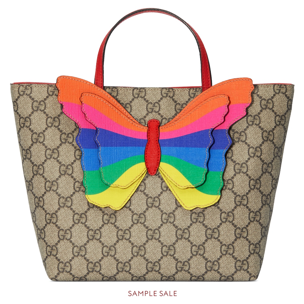 GG Supreme Children's Tote With Rainbow Butterfly | GUCCI® NZ