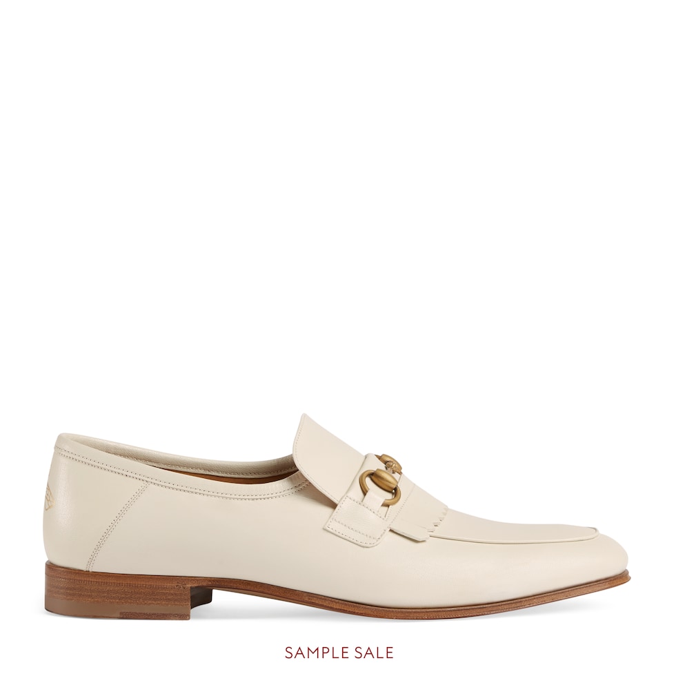 Gucci leather fringe best sale horsebit loafer