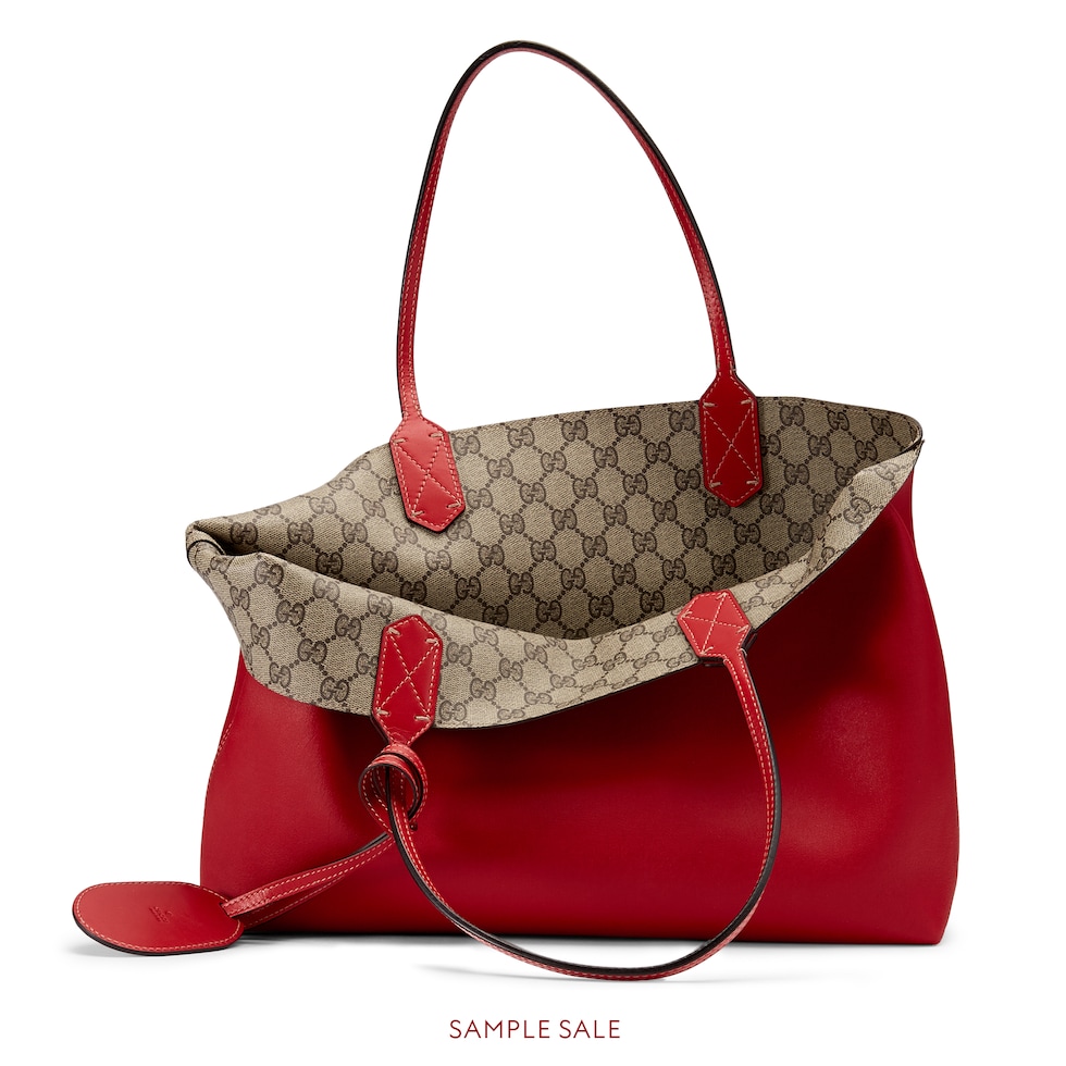 Reversible medium tote bag in red leather GUCCI Australia