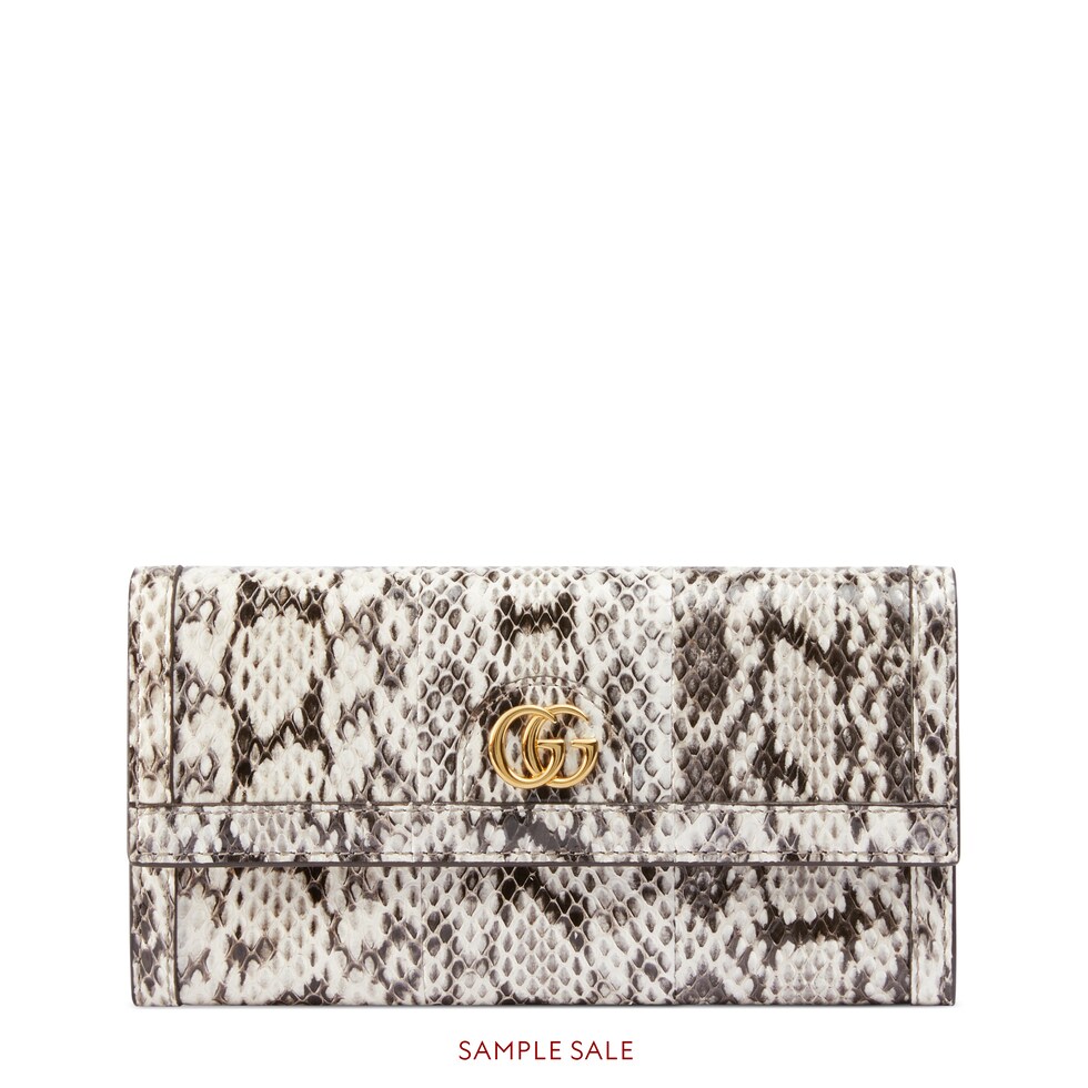 オフィディア〕スネークレザー コンチネンタルウォレット ・ベージュ