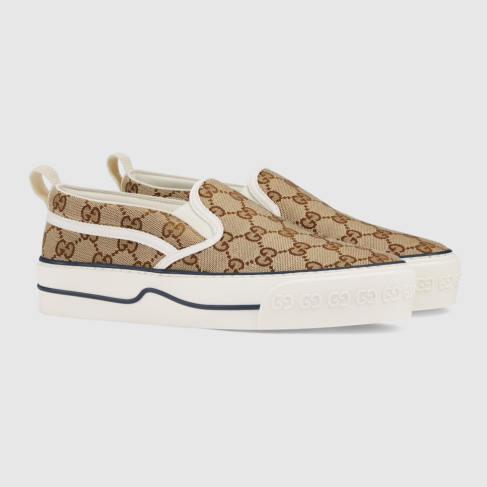 Gucci Tennis 1977 printed canvas slip-on sneakers - Women - Beige Sneakers - IT34