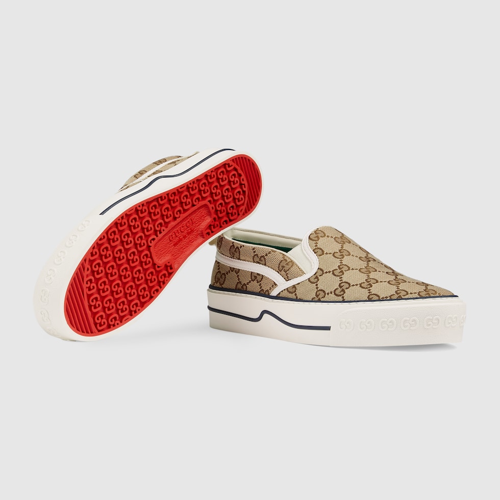 Women's Gucci Tennis 1977 slip-on sneaker in beige/ebony GG