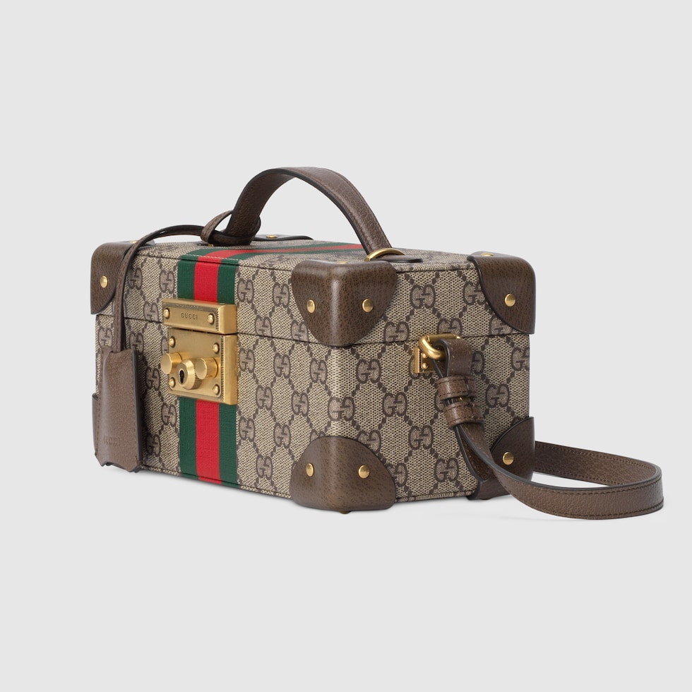 ウェブ ストライプ付き Gucci Savoyウォッチケースベージュ＆エボニー GGスプリーム | GUCCI公式