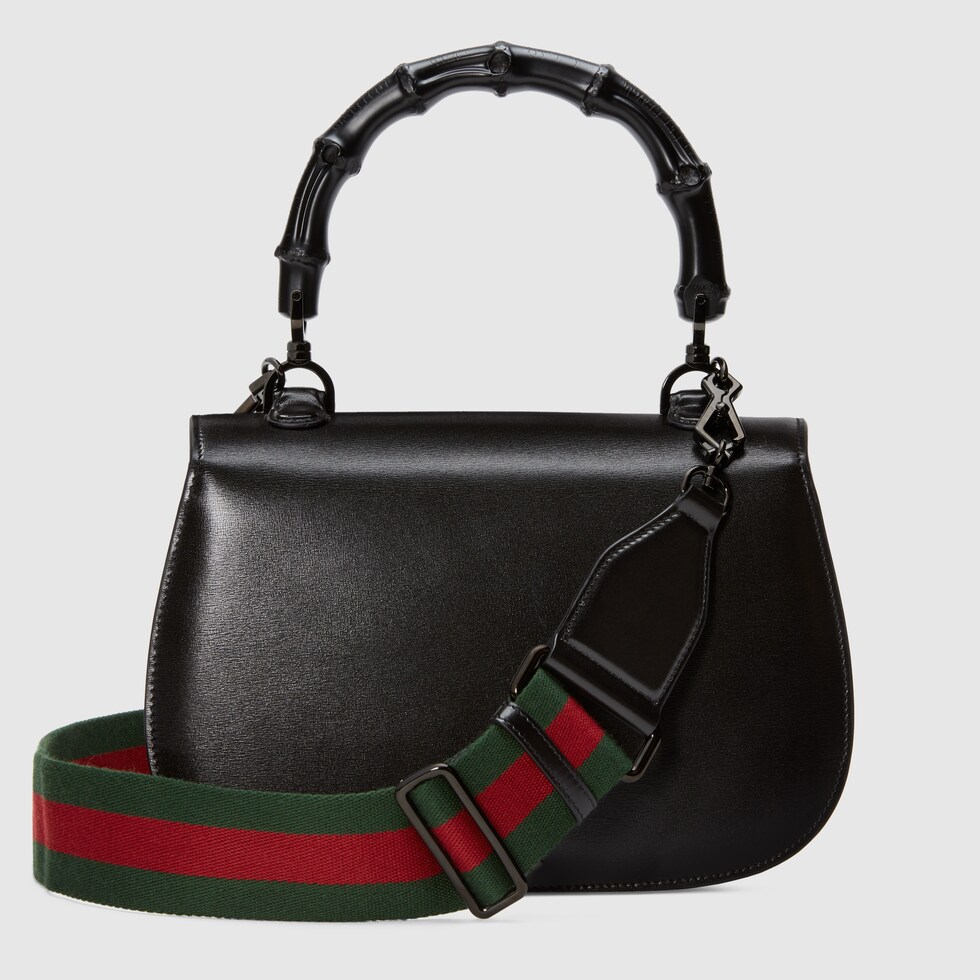 Gucci Bamboo 1947 medium top handle bag in black leather GUCCI® UK