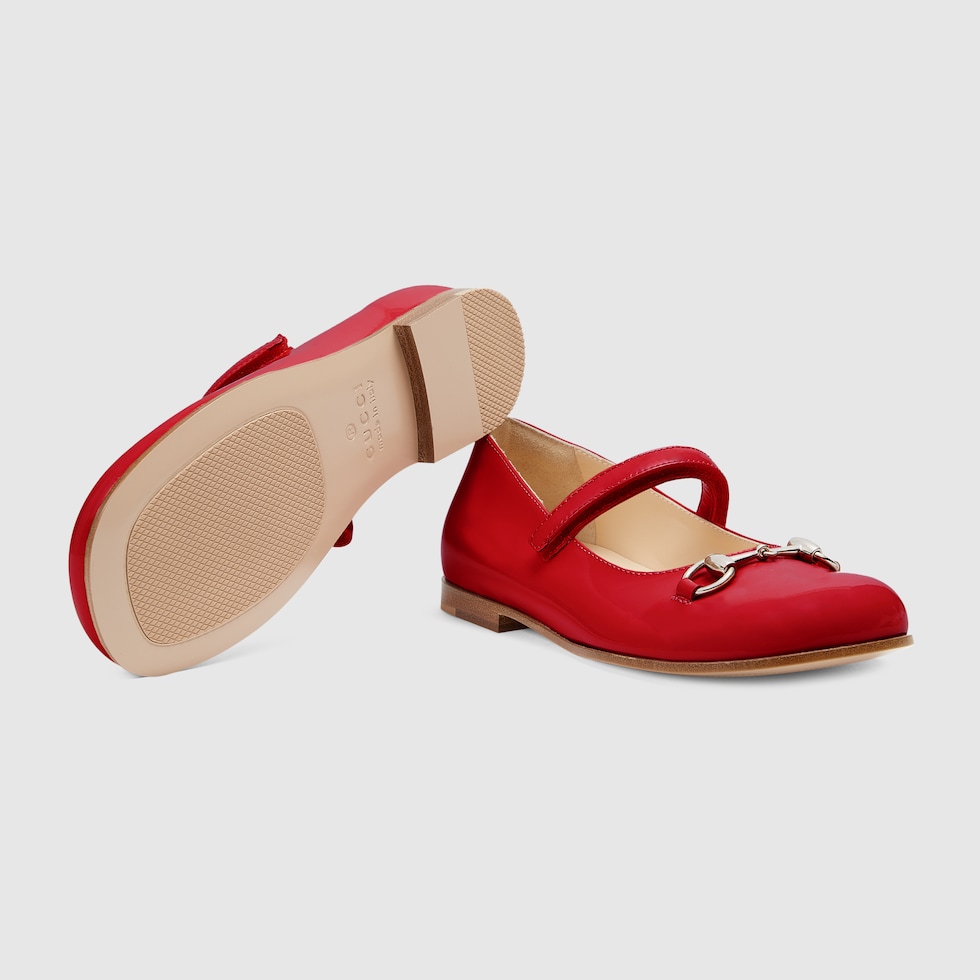 Children's ballet flat with Horsebit in red patent leather
