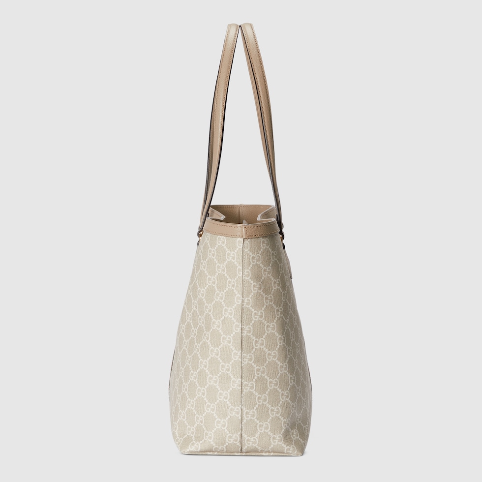 Ophidia medium tote bag in beige and white canvas GUCCI Canada