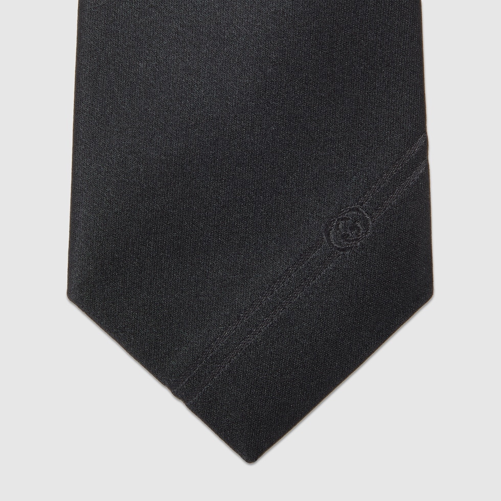 Silk tie with Interlocking G in black | GUCCI® US