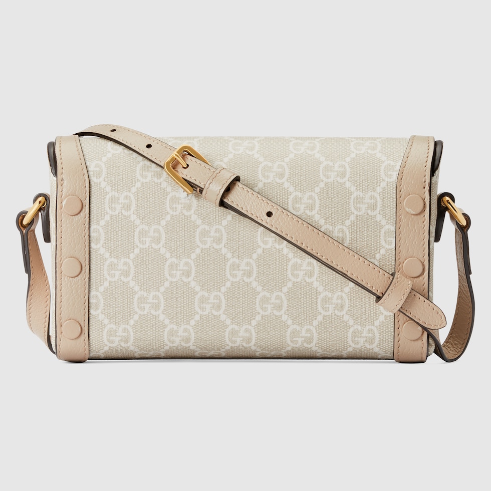 Mini sac Gucci Horsebit 1955 en toile GG Supreme beige et blanche GUCCI BE
