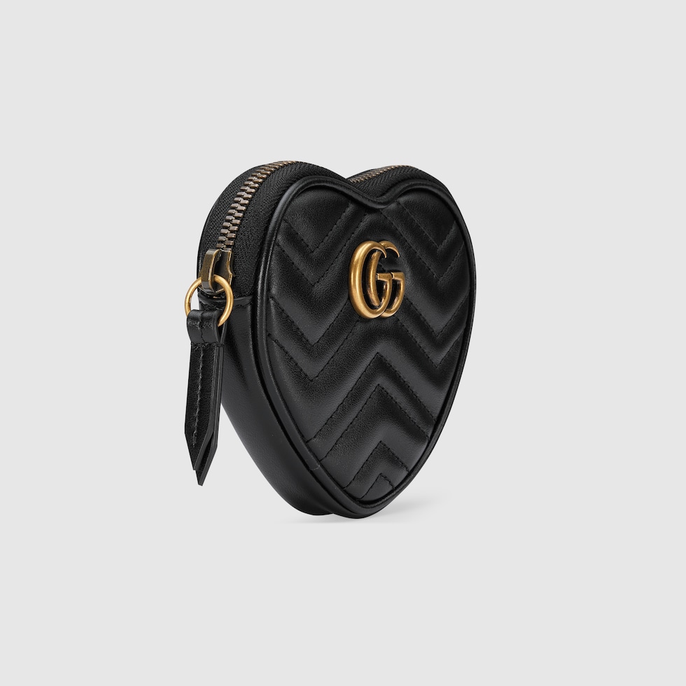 GGマーモント〕ハートシェイプ コインケースブラック レザー | GUCCI® JP